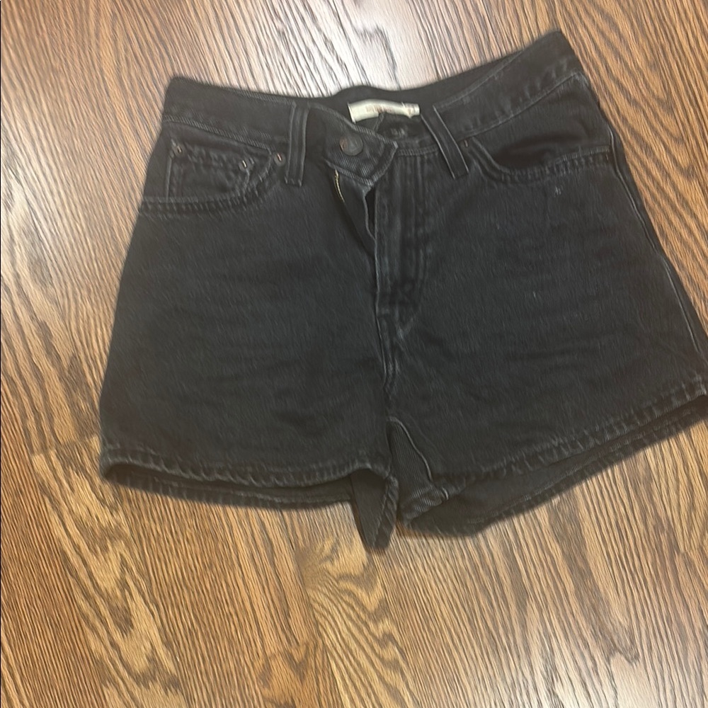 Levi's High Waist Charcoal Denim Shorts